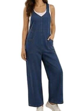 Halara Flex Denim V Neck Soft Overalls Size M Petite